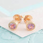Amethyst February Birthstone Rose/Gold Plated Studs, thumbnail 1 of 2