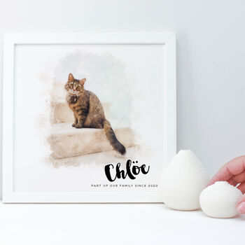 Personalised Watercolour Cat Portrait Framed Print, 2 of 5