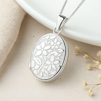Personalised Sterling Silver Vintage Flower Locket, 4 of 11