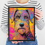 Colourful Schnauzer Dog Portrait Illustration Art Print, thumbnail 3 of 3