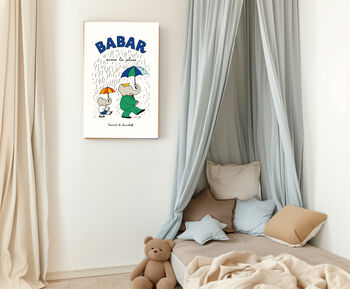 Babar In The Rain Nursery Art Print, 2 of 3