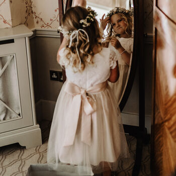 Lace Flower Girl Dress Child 30+ Colour Skirt And Sash, 5 of 9