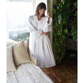 Ladies Long Sleeve Nightdress With Pintucking 'Anna', 2 of 4