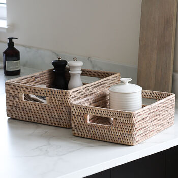 Marbury Rattan Rectangular Basket, 2 of 3