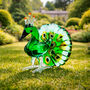 Artisan Glass Hand Blown Peacock Ornament In Gift Box, thumbnail 1 of 9