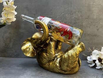 Drunken Elephant Wine Bottle Holder In Aged Gold Gift, 12 of 12