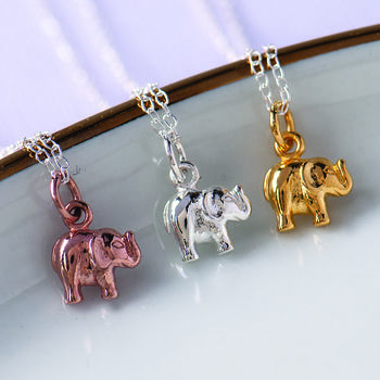 Elephant Necklace Sterling Silver, Gold And Rose Gold, 2 of 12