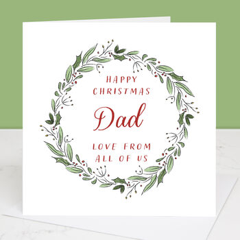 Happy Christmas Dad Personalised Wreath Card, 4 of 4