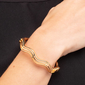 Nami 18 K Gold Plated Wave Lines Bangle, 2 of 5