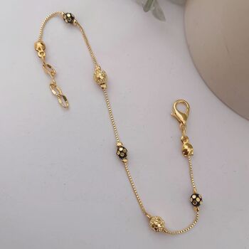Black Golden Ball Slim Thread Minimal Bracelet, 2 of 3