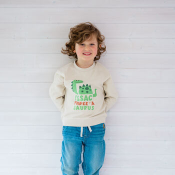 Personalised Kids Natural Dinosaur Birthday Sweatshirt, 8 of 12