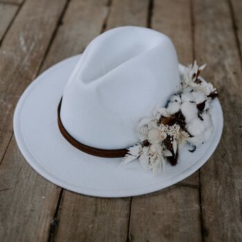 Coco Dried Flower Bridal Fedora Hat, 6 of 6