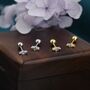 Sterling Silver Tiny Marquise Cz Screw Back Earrings, thumbnail 2 of 12