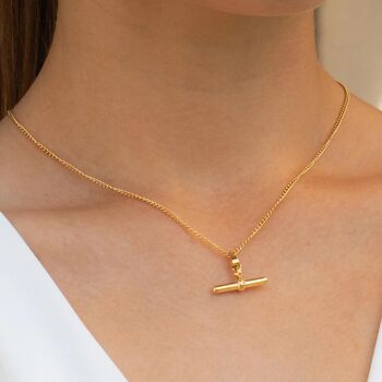 Gold T Bar Necklace, 4 of 10