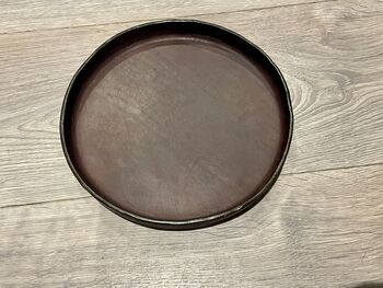 Personalised Chocolate Brown 20cm Round Leather Tray, 3 of 10