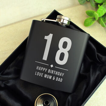 Personalised Milestone Black Hip Flask, 5 of 8