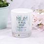 'Mum' Mother's Day Luxury Scented Glass Candle, thumbnail 6 of 9