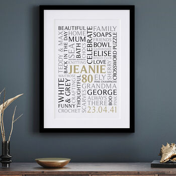 Personalised 80th Birthday Word Art Portrait Print, 2 of 12