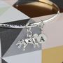 Personalised Hammered Bangle With Silver Horse Charm, thumbnail 2 of 3
