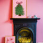 Fa La La La Pink And Red Christmas Fine Art Print, thumbnail 2 of 3