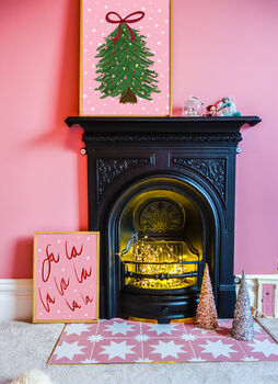 Fa La La La Pink And Red Christmas Fine Art Print, 2 of 3