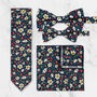 Wedding Handmade Cotton Floral Print Tie In Navy Blu, thumbnail 1 of 8