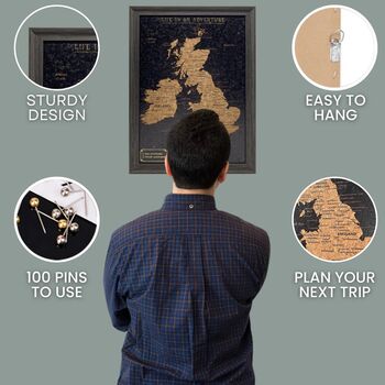 UK Cork Travel Map With Pins Traveller Gifts, 4 of 6