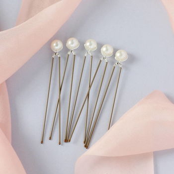 Set Of Five Pearl Wedding Hairpins, 3 of 7