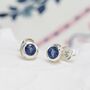 Handmade Sterling Silver Sapphire Stud Earrings, thumbnail 3 of 5