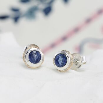 Handmade Sterling Silver Sapphire Stud Earrings, 3 of 5