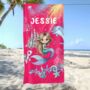 Personalised Mermaid Girl Beach Towel With Name, thumbnail 3 of 12
