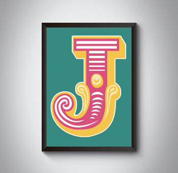 J Letter Bold Carnival Initial Art Print Circus Print, 4 of 4