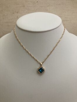 Blue Clover Pendant Necklace, 5 of 7