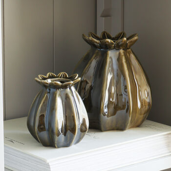 Dark Green Poppy Ceramic Bud Vase, 4 of 4