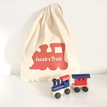 Personalised Coloured Wooden Name Train And Gift Bag, 4 of 8