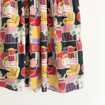 Retro Print Cotton Midi Skirt, 4 of 5