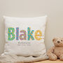 Personalised Baby's Name And Date Cushion, thumbnail 2 of 2