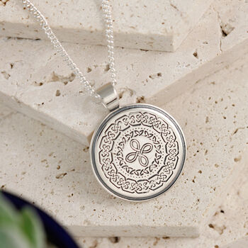 Celtic Happiness Mandala Personalised Silver Necklace, 5 of 12