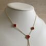 Double Sided Clover Long Necklace Red Black, thumbnail 6 of 10