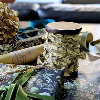 Winter Deer And Floral Black And Gold Christmas Gift Wrap Paper 3m Fsc, 6 of 6