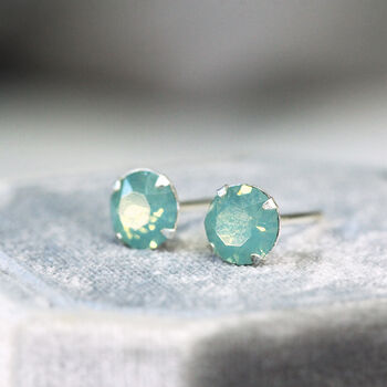 Sea Green Stud Earrings In Sterling Silver, 6 of 12