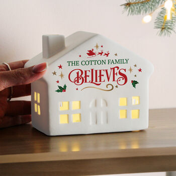 Personalised 'Believes' Christmas LED House – Christmas Ornament, 3 of 5