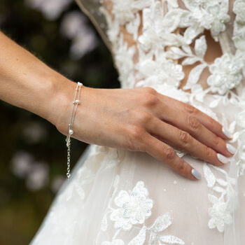 Silver And Pearl Duo Of Chains Bracelet, 2 of 3