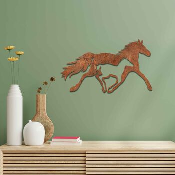 Rusted Metal Galloping Horses Stables Decor Art, 11 of 11