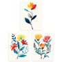 Set Three Wall Art Prints A4 Wildflowers Floral Bright, thumbnail 1 of 7