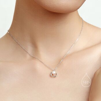 Genuine Freshwater Pearl Mobius Circle Pendant Necklace, 4 of 11
