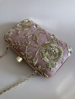 Pink Handcrafted Raw Silk Clutch Bag, 5 of 6