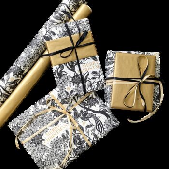 Christmas Botanical Luxe Gift Wrap Black Gold And Ivory, 8 of 12