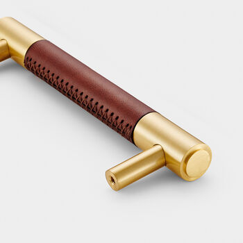 Brass Gold Bar Handles With Veg Tanned Leather, 11 of 12