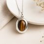 Personalised Mens Sterling Silver Gold Tigers Eye Locket, thumbnail 2 of 11